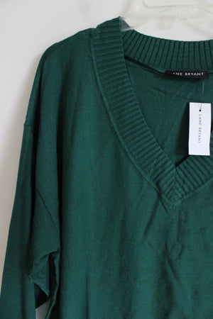 NEW Lane Bryant Evergreen V-Neck Knit Sweater | 26/28