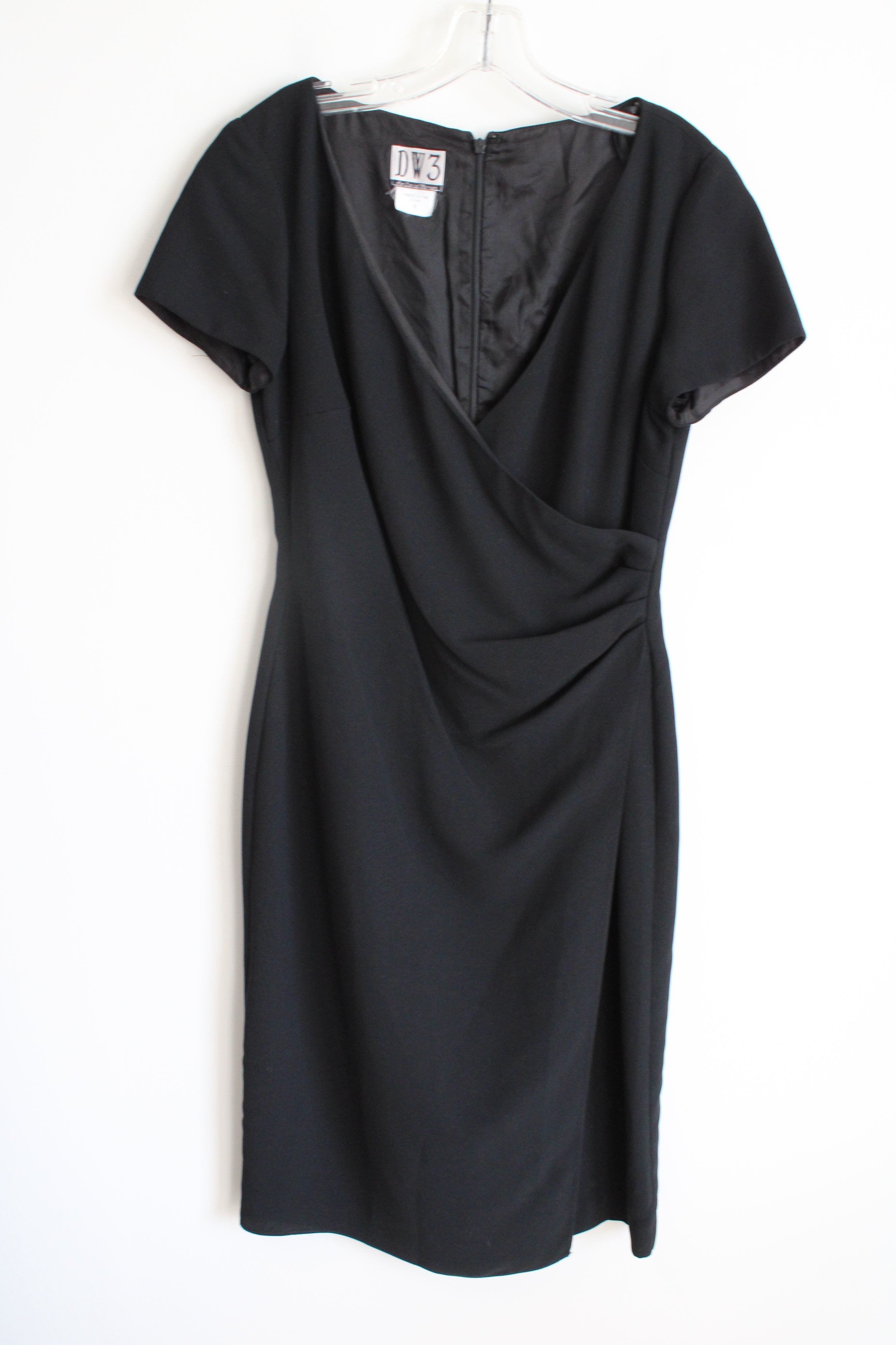 DW3 For David Warren Black Wrap Vintage Fitted Dress | 8