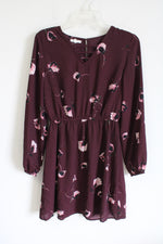 Maurices Burgundy Pink Floral Long Sleeved Dress | S