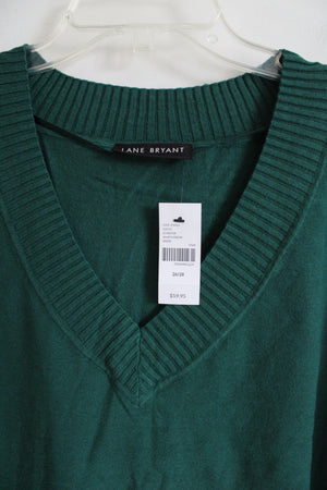 NEW Lane Bryant Evergreen V-Neck Knit Sweater | 26/28