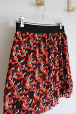 LOFT Maroon & Orange Patterned Pleated Skirt | S