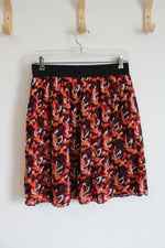 LOFT Maroon & Orange Patterned Pleated Skirt | S