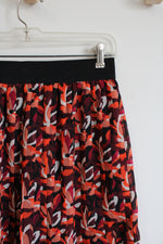 LOFT Maroon & Orange Patterned Pleated Skirt | S