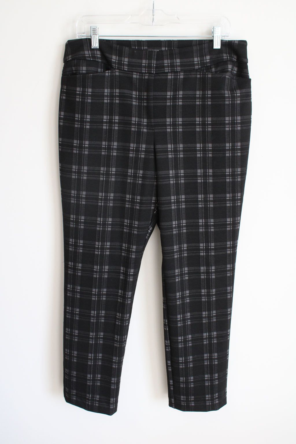 Ann Taylor Factory Black Gray Plaid Pant | 12 Petite