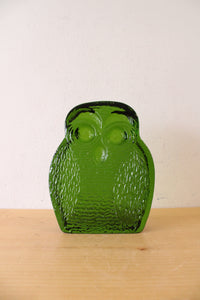 Blenko Green Glass Owl Bookend