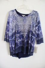 NEW Laura Ashley Blue Purple Textured Top | L