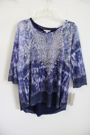 NEW Laura Ashley Blue Purple Textured Top | L