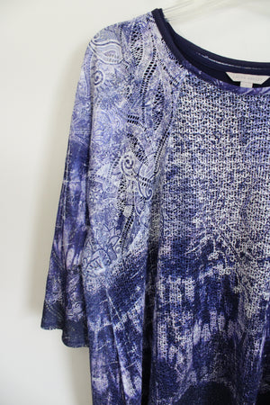 NEW Laura Ashley Blue Purple Textured Top | L