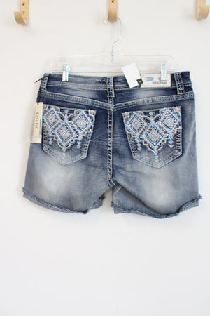 NEW Grace In LA Easy Fit Embroidered Western Denim Shorts | 32