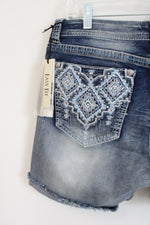 NEW Grace In LA Easy Fit Embroidered Western Denim Shorts | 32