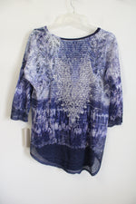 NEW Laura Ashley Blue Purple Textured Top | L