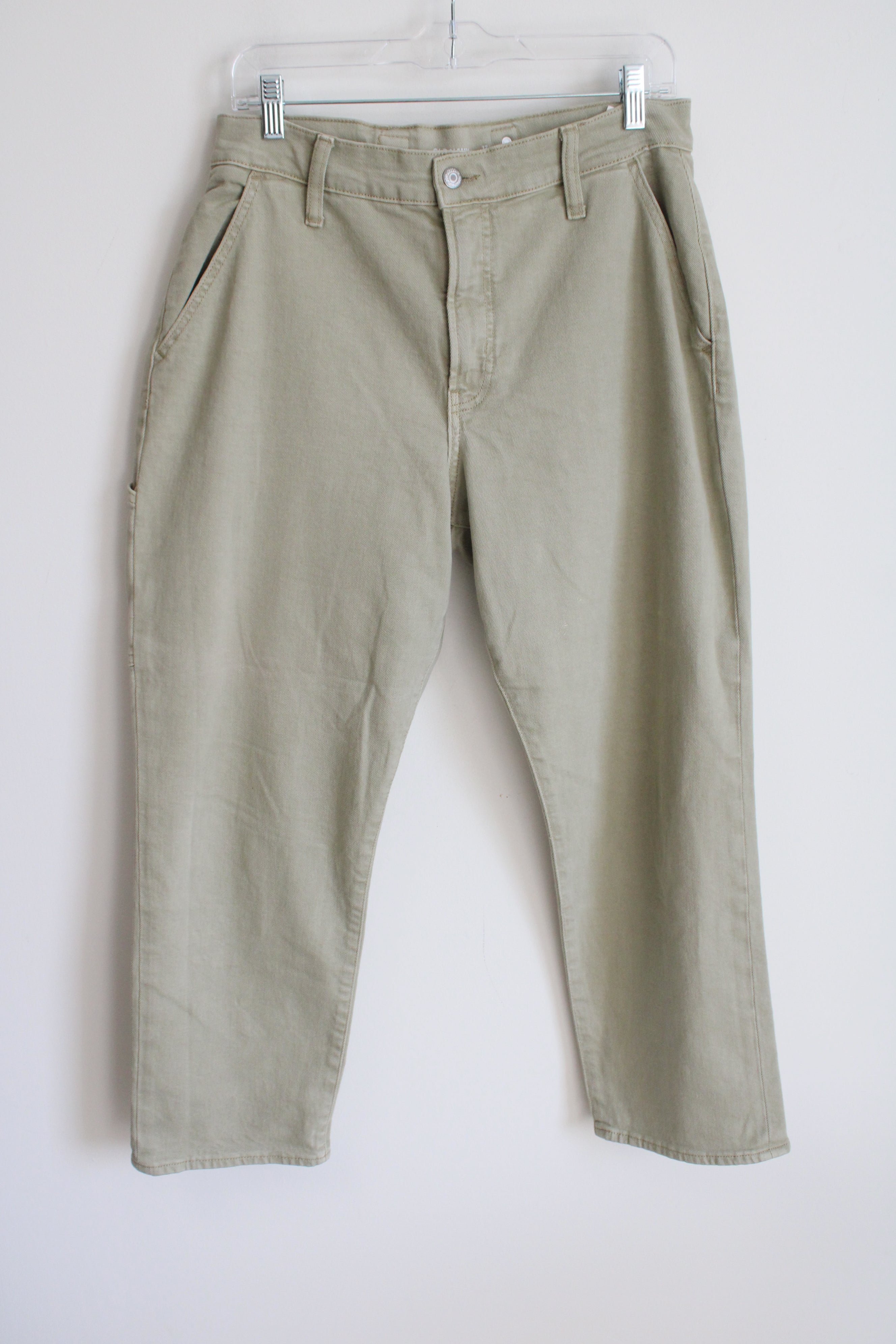 Old Navy Extra High Rise Curvy Sky-Hi Straight Light Matcha Green Denim Pant | 12 Petite