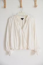 Banana Republic Cream Silky Long Sleeved Blouse | S