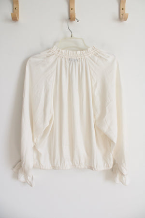 Banana Republic Cream Silky Long Sleeved Blouse | S