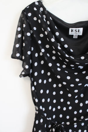 KSL Division Of Karin Stevens Vintage Black Polka Dot Chiffon Dress | 20W