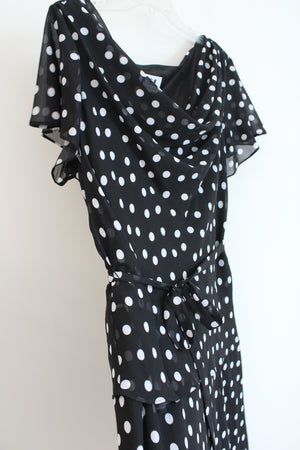 KSL Division Of Karin Stevens Vintage Black Polka Dot Chiffon Dress | 20W