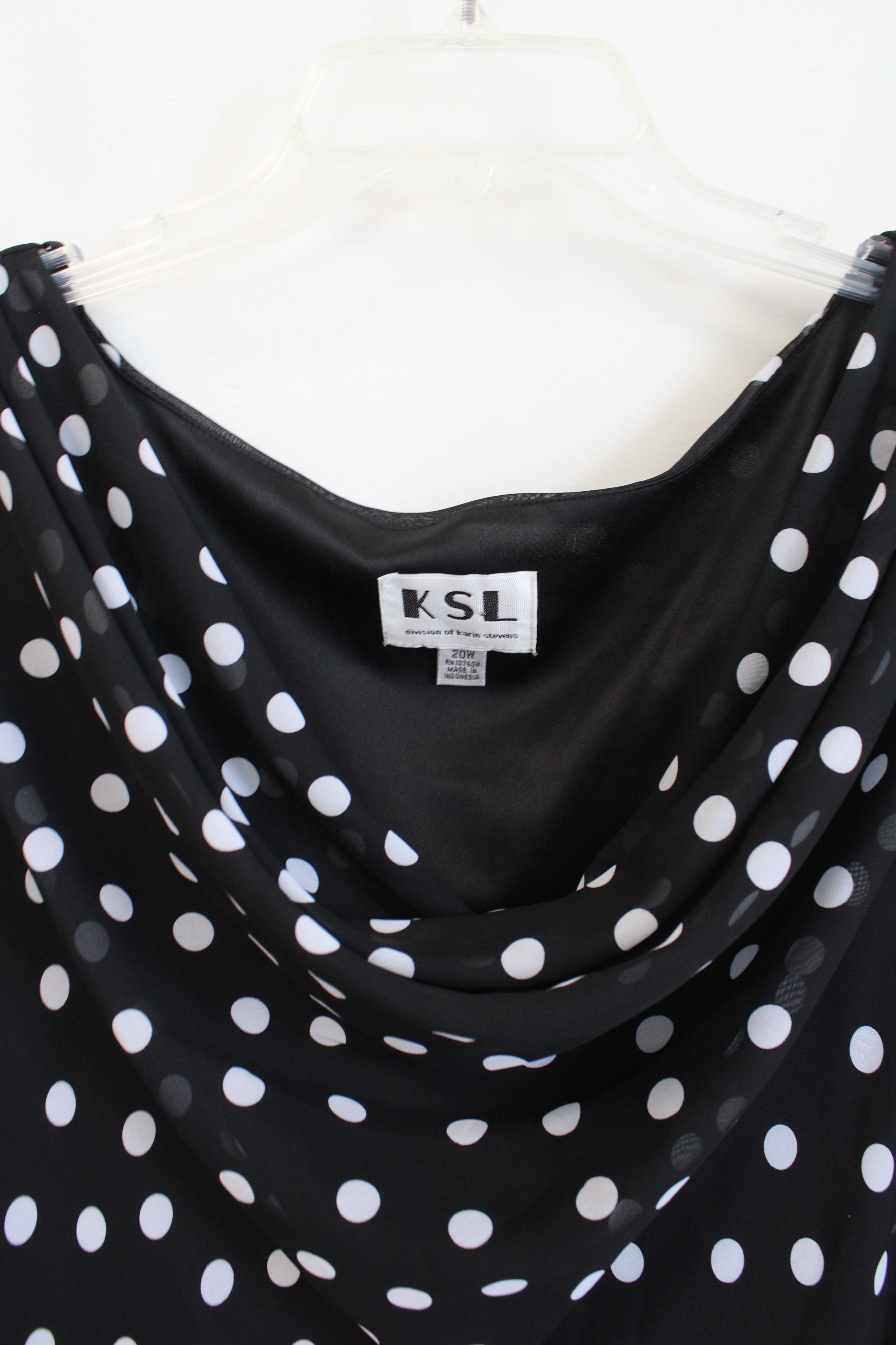 KSL Division Of Karin Stevens Vintage Black Polka Dot Chiffon Dress | 20W