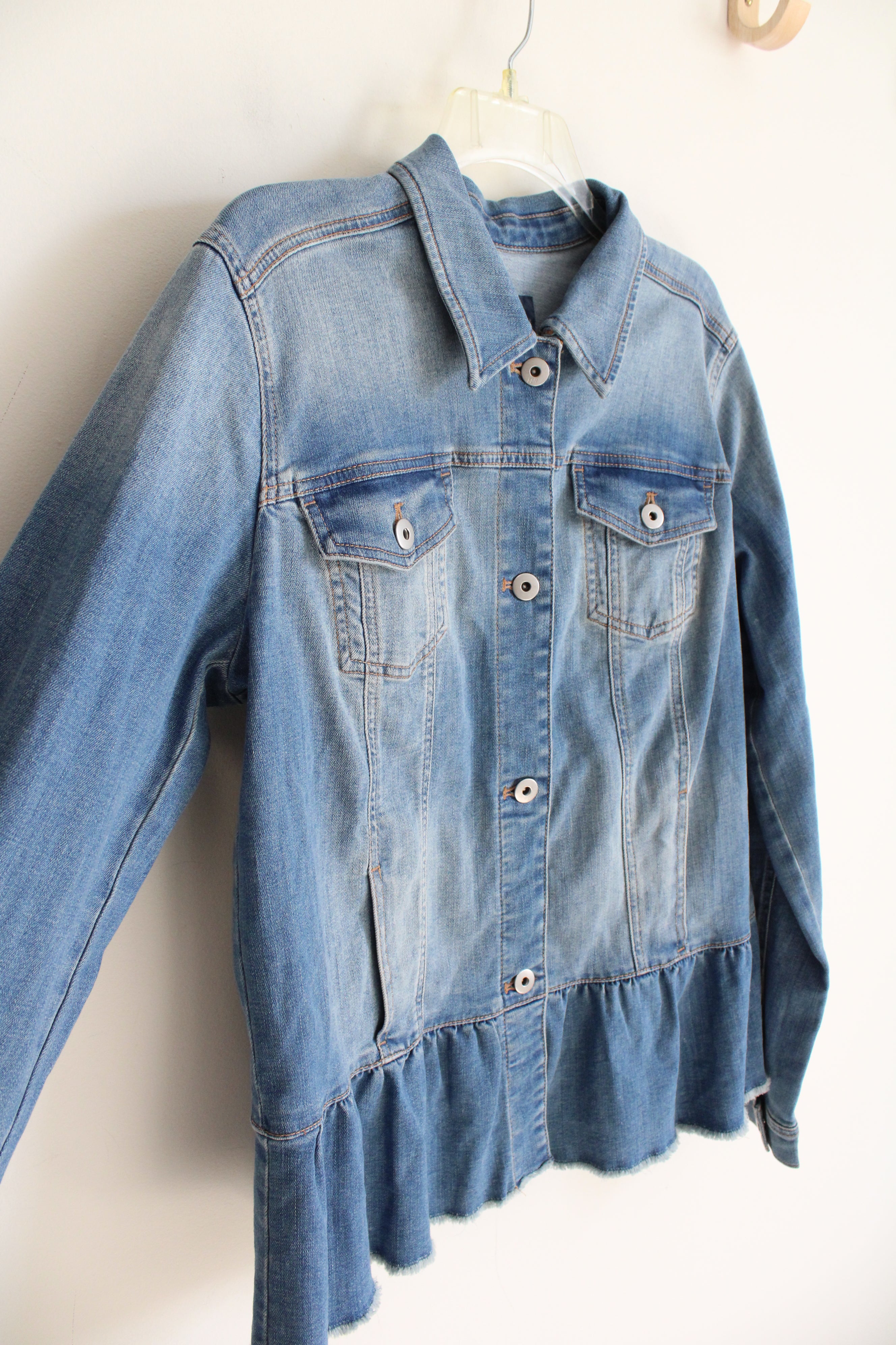 J.Jill Denim Tall Ruffled Edge Denim Jacket | M