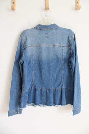 J.Jill Denim Tall Ruffled Edge Denim Jacket | M