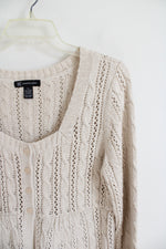 International Concepts Tan Crocheted Knit Cardigan | XL