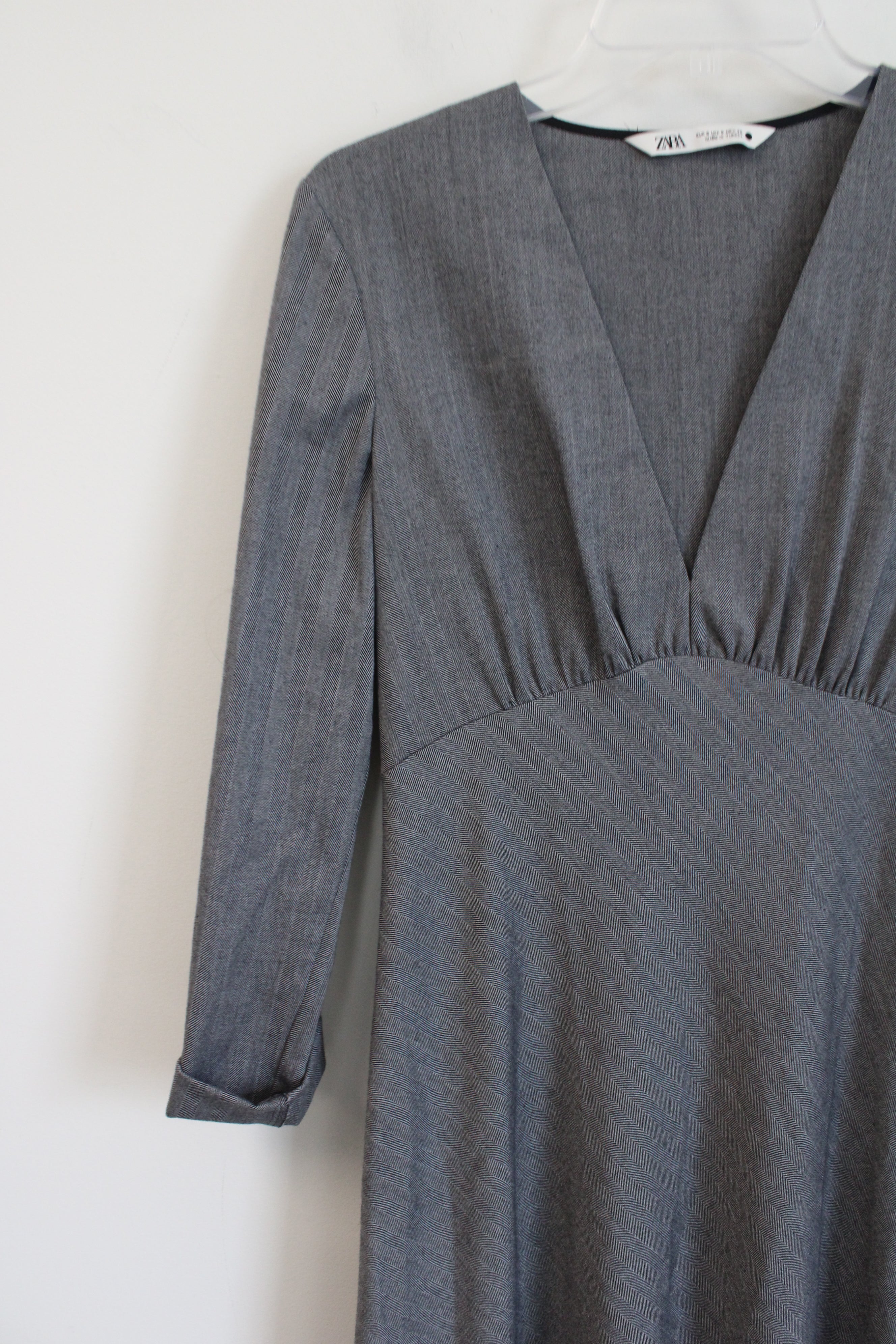 Zara Gray Long Sleeved Maxi Dress | S