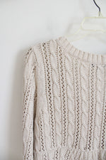 International Concepts Tan Crocheted Knit Cardigan | XL