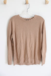 Banana Republic Tan Scalloped Neck Sweater | L