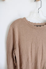 Banana Republic Tan Scalloped Neck Sweater | L