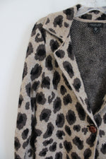 Rachel Zoe Leopard Print Brown Knit Collared Sweater | M