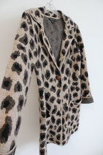 Rachel Zoe Leopard Print Brown Knit Collared Sweater | M