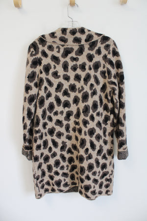 Rachel Zoe Leopard Print Brown Knit Collared Sweater | M