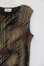 N Touch Brown Black Shimmer Patterned Tank & Cardigan | L Petite