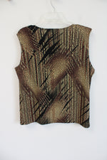 N Touch Brown Black Shimmer Patterned Tank & Cardigan | L Petite