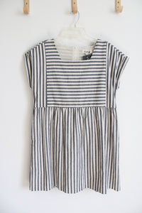 NEW 27 West Listicle Lindsey Blue & Tan Striped Cotton Dress | L