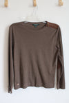 Ralph Lauren Brown Shoulder Zipper Sweater | XL