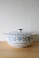 Lynns Helen Fine China Blue Gray Floral Covered Serving Dish