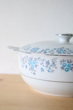 Lynns Helen Fine China Blue Gray Floral Covered Serving Dish