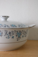 Lynns Helen Fine China Blue Gray Floral Covered Serving Dish