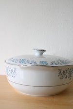 Lynns Helen Fine China Blue Gray Floral Covered Serving Dish