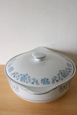 Lynns Helen Fine China Blue Gray Floral Covered Serving Dish