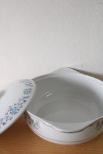 Lynns Helen Fine China Blue Gray Floral Covered Serving Dish
