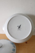 Lynns Helen Fine China Blue Gray Floral Covered Serving Dish