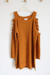 Questions? Cold Shoulder Orange Sweater Dress | 1X