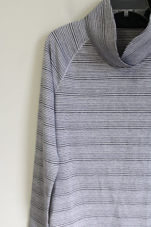 Under Armour Loose Fit Gray Striped Mock Neck Shirt | S