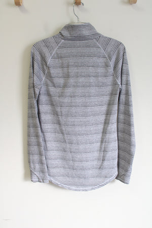 Under Armour Loose Fit Gray Striped Mock Neck Shirt | S