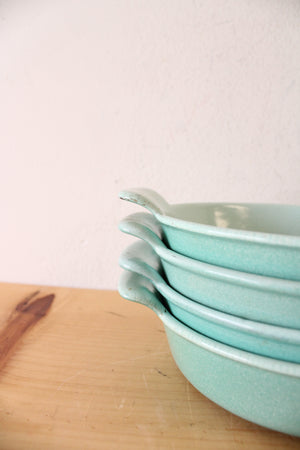 Prizer Ware Teal Handled Small Ceramic Set Of 4 Dishes