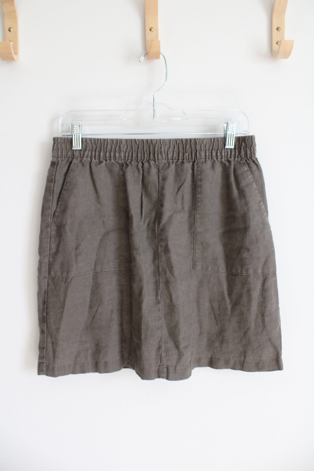 Garnet Hill Brown Linen Mini Skirt | 6