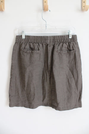 Garnet Hill Brown Linen Mini Skirt | 6