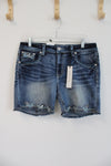 NEW Grace In LA Easy Fit Embroidered Denim Shorts | 32