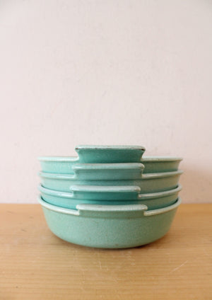 Prizer Ware Teal Handled Small Ceramic Set Of 4 Dishes